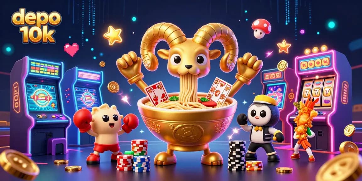 Engage with the vibrant world of depo 10k in this dynamic casino-themed illustration