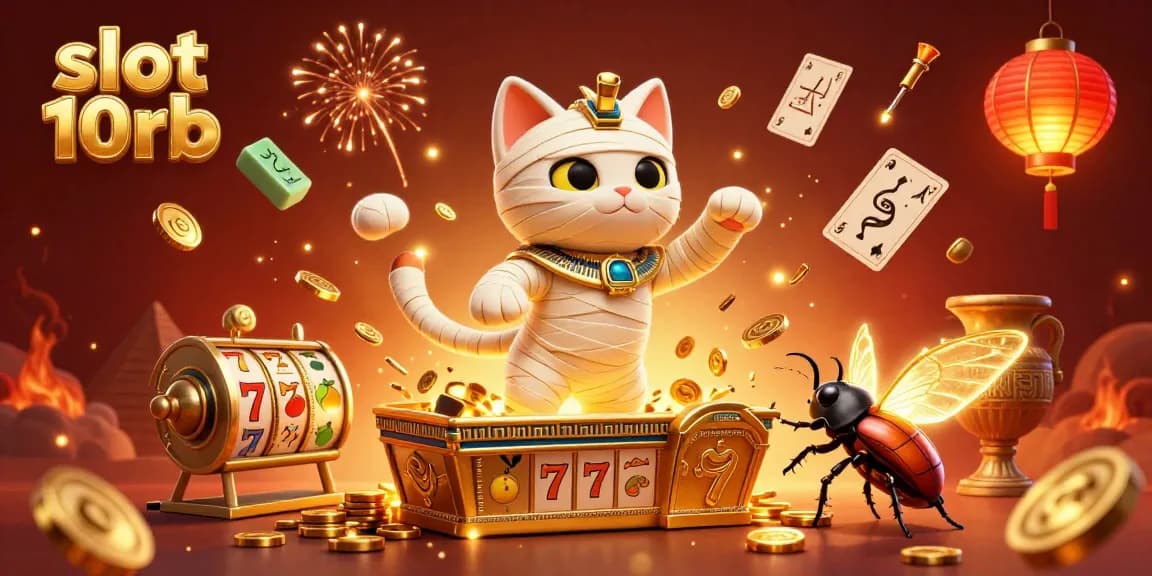 Experience thrilling gameplay with slot 10rb featuring an Egyptian mummy cat and vibrant casino elements in 3D