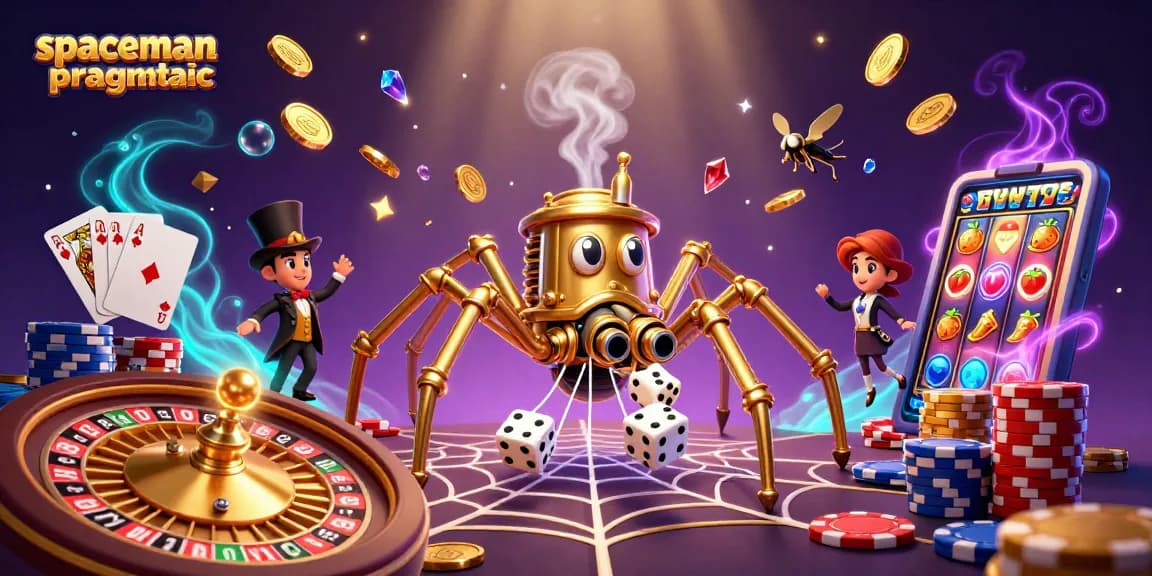 Catch big wins with spaceman pragmatic in this vibrant 3D casino scene.
