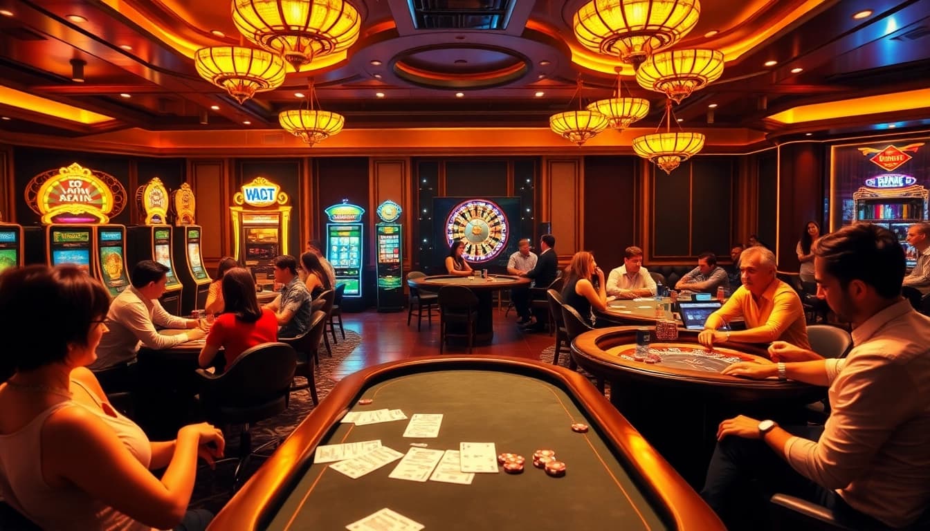 Experience thrilling gambling action at https://rr88co.net/ with elegant casino tables and vibrant slot machines.