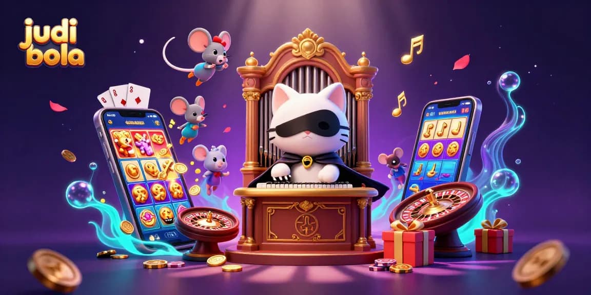 Engage in judi bola with a vibrant 3D illustration showcasing a whimsical casino scene full of action and excitement.