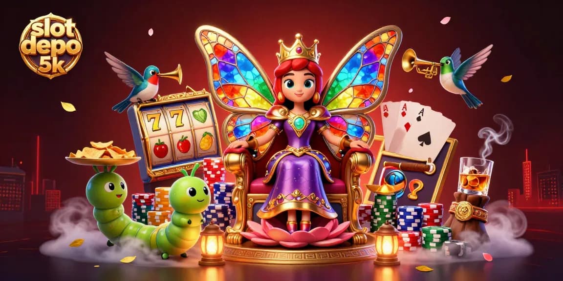 Experience thrilling gameplay at slot depo 5k with vibrant slot reels and a majestic butterfly queen.