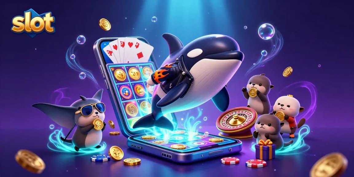 Spin to win at exciting slot games with a vibrant underwater scene and cartoon characters!