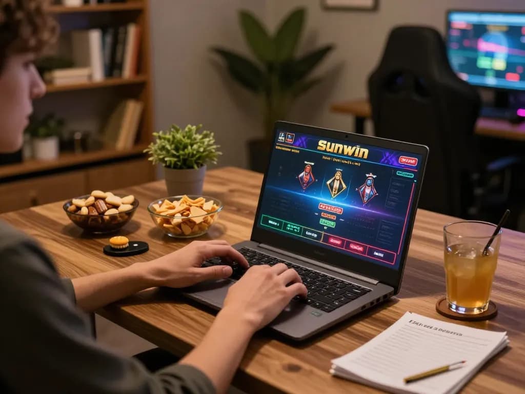 Trải nghiệm chơi game Sunwin, giới thiệu một người đang đắm chìm trong trò chơi sòng bạc trực tuyến.