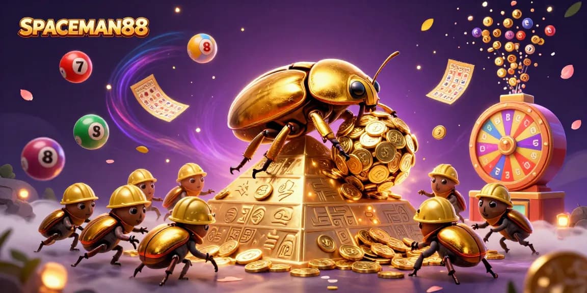 Experience SPACEMAN88's exciting world of lottery games and gold riches with vibrant 3D illustrations.