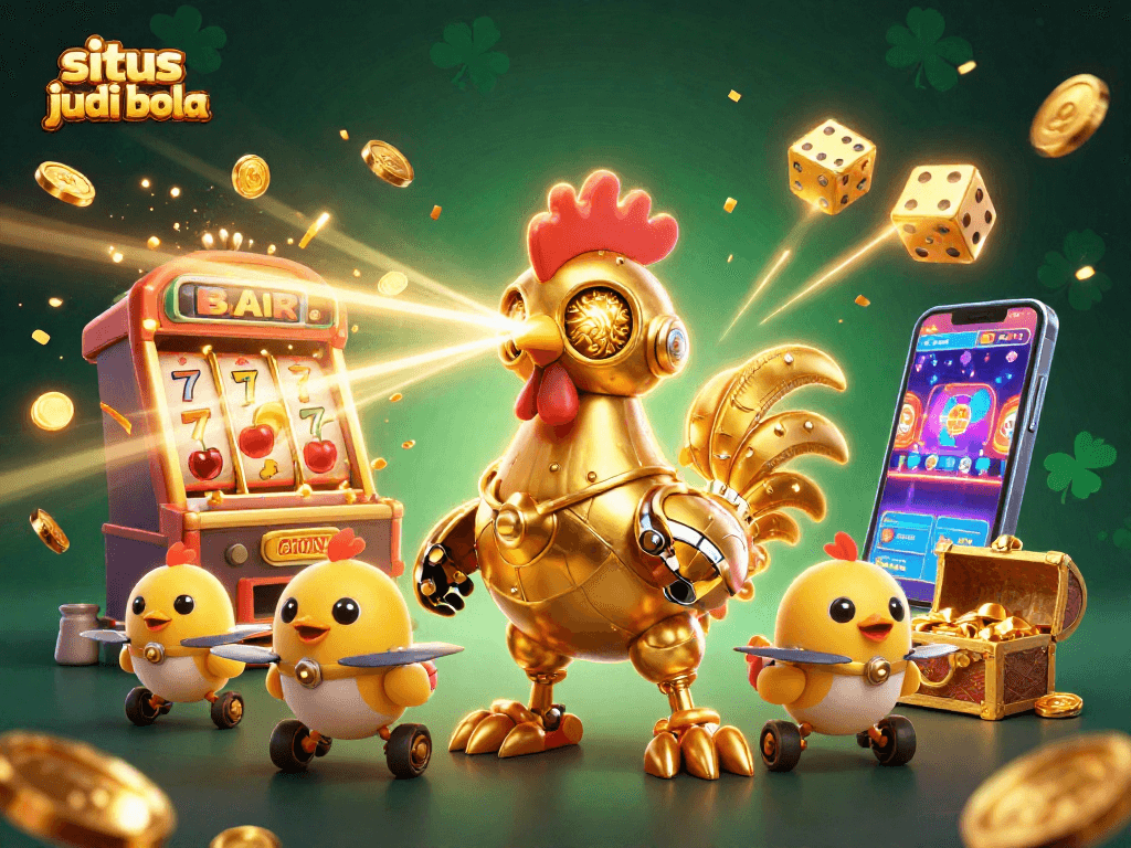 Experience the excitement of situs judi bola with a vibrant, dynamic illustration showcasing thrilling casino elements.