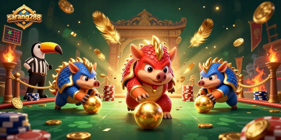 Pengalaman bermain sarang288 dengan karakter unik dan elemen kasino yang kaya di ilustrasi 3D