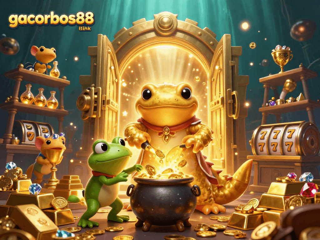 Experience the excitement with the gacorbos88 link, featuring enchanting characters amidst rich golden casino treasures.
