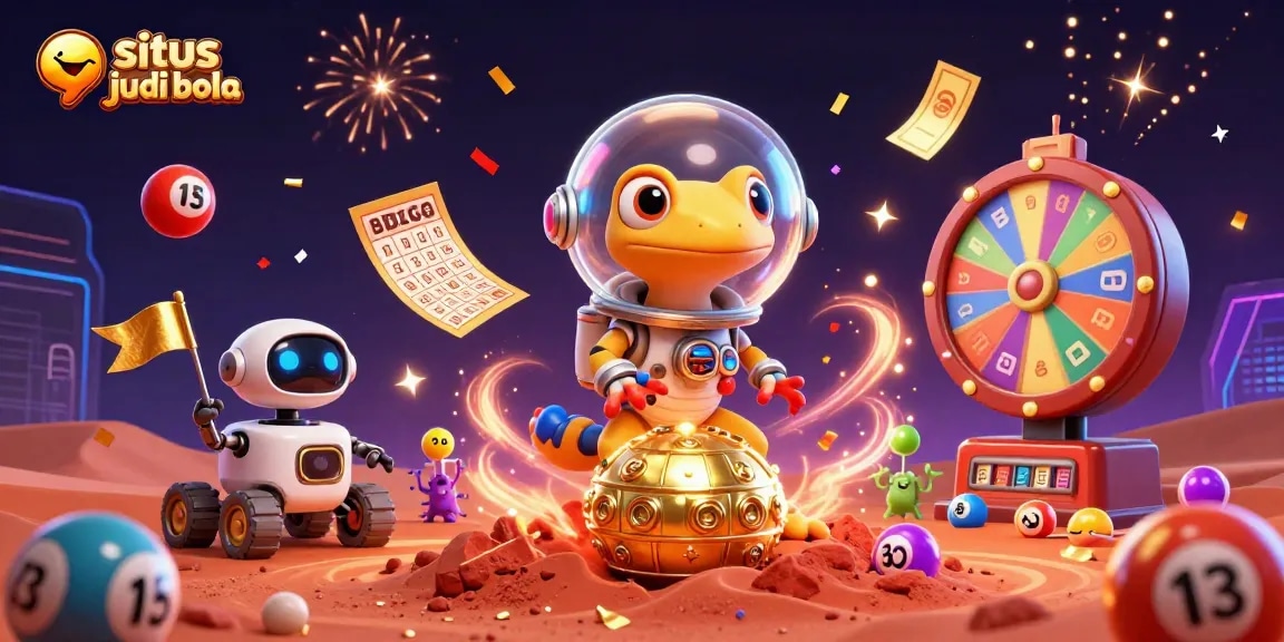 Engage in situs judi bola as Martian gecko discovers buried casino treasures on Mars.