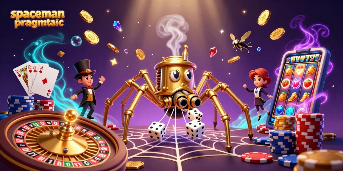 Catch big wins with spaceman pragmatic in this vibrant 3D casino scene.