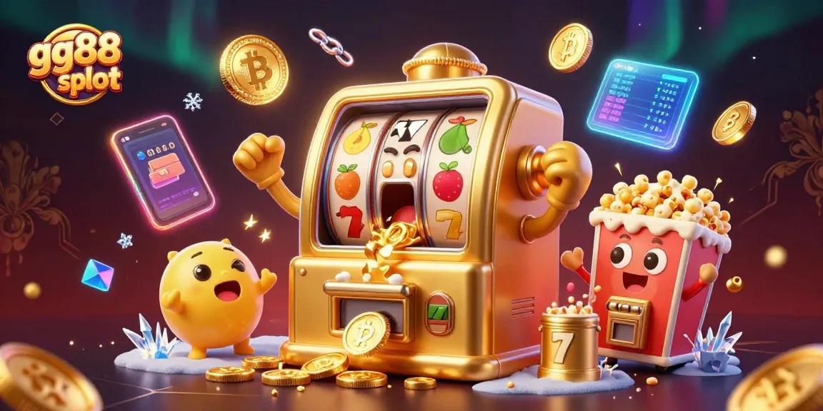 Play exciting gg88 slot with vibrant fruit symbols and golden slot machines celebrating a jackpot!