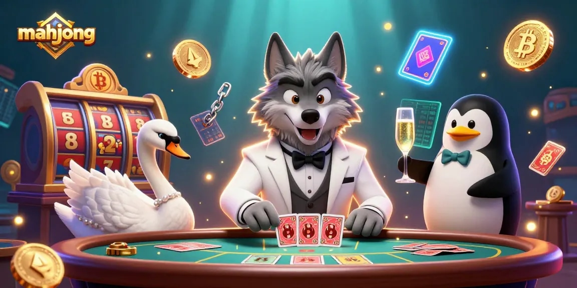 Engage in thrilling mahjong gameplay with colorful slot reels and exciting characters in this vibrant scene.