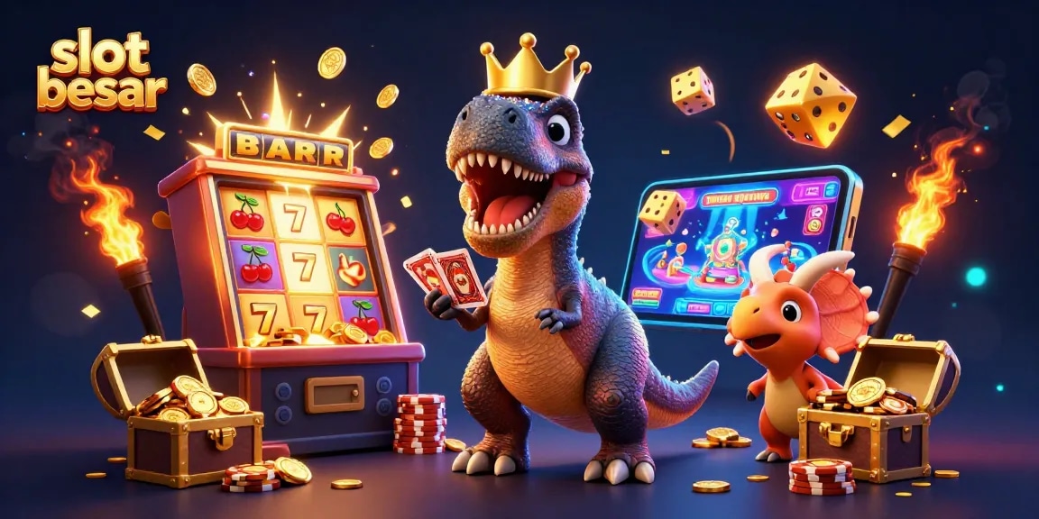 Experience the excitement of slot besar with dynamic characters and golden casino elements.