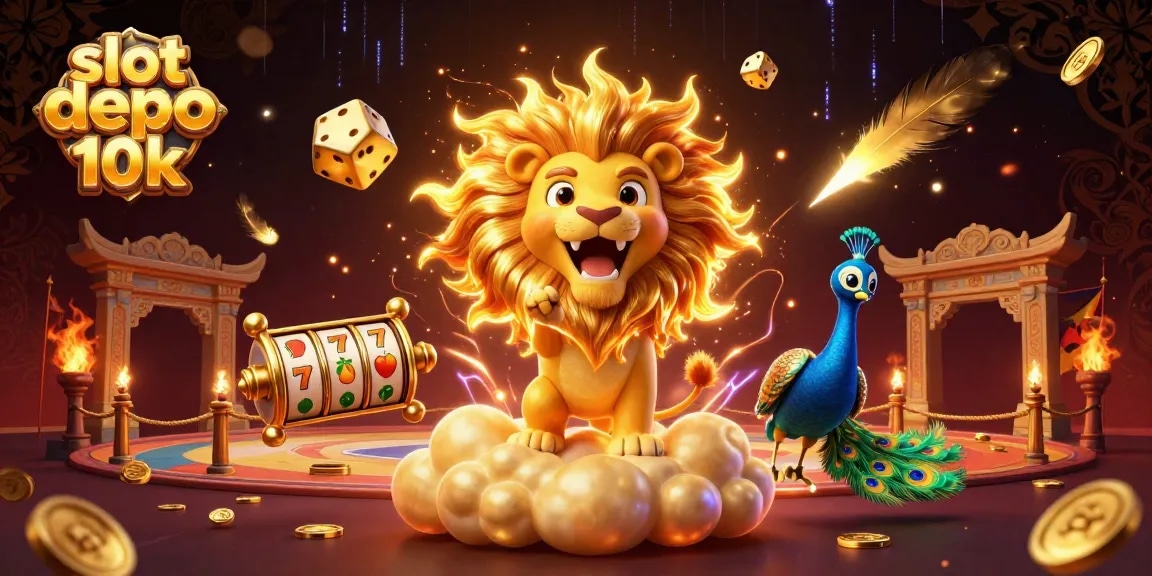 Menangkan jackpot di slot depo 10k dengan simbol beruntung dan koin emas berkilauan.