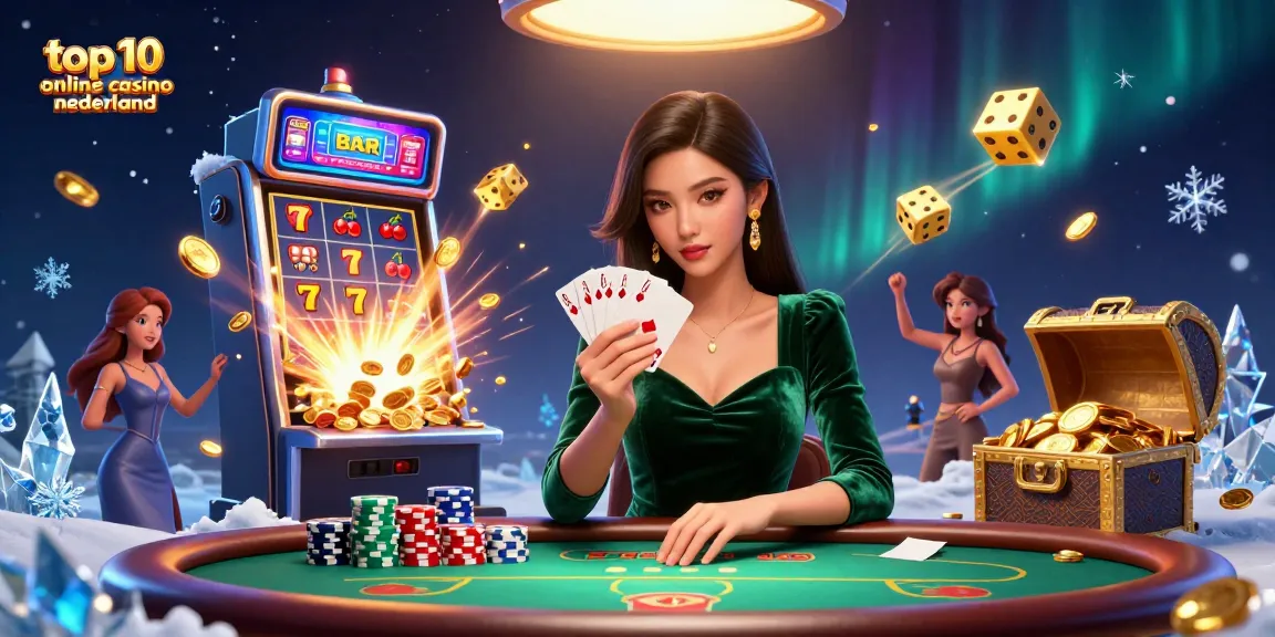 Experience the thrill of the top 10 online casino nederland with stunning visuals of a poker scene.