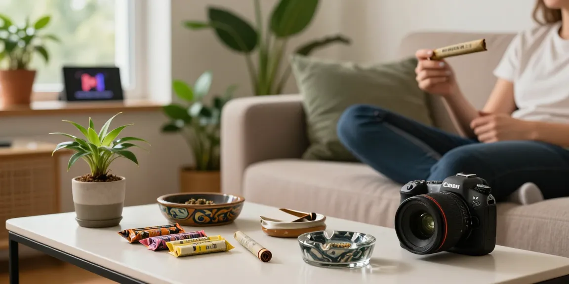 Enjoying pre rolled blunts UK in a cozy home atmosphere with stylish decor