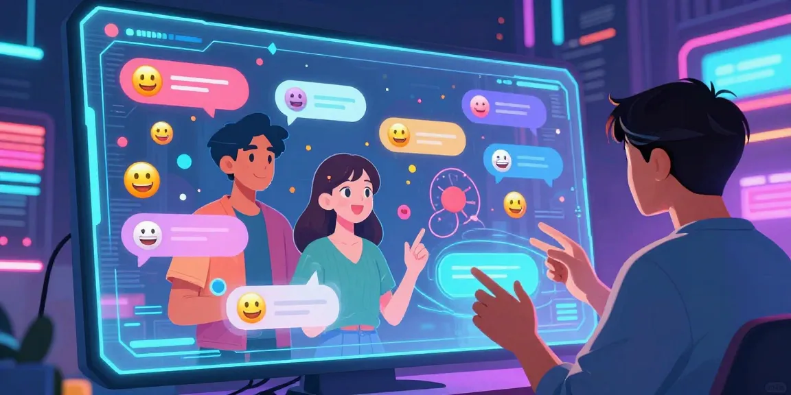 Engaging scene of user in hentai AI chat with vibrant anime characters in a cyberpunk setting.