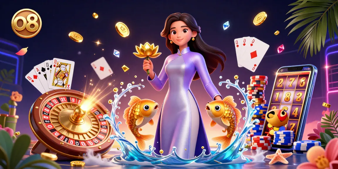 Win big at o8 with enchanting casino gameplay featuring dynamic characters and glittering elements.