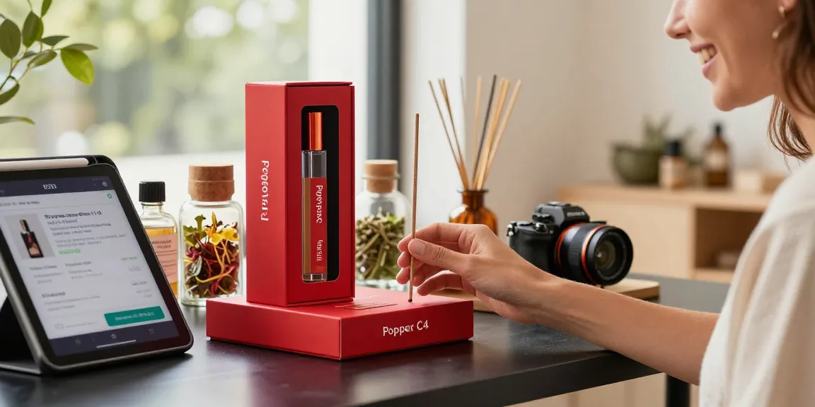 Shop Popper C4 Red do popper tang ham muon c4 liquid incense do 10ml tai Vinh Long in stylish e-commerce setting.