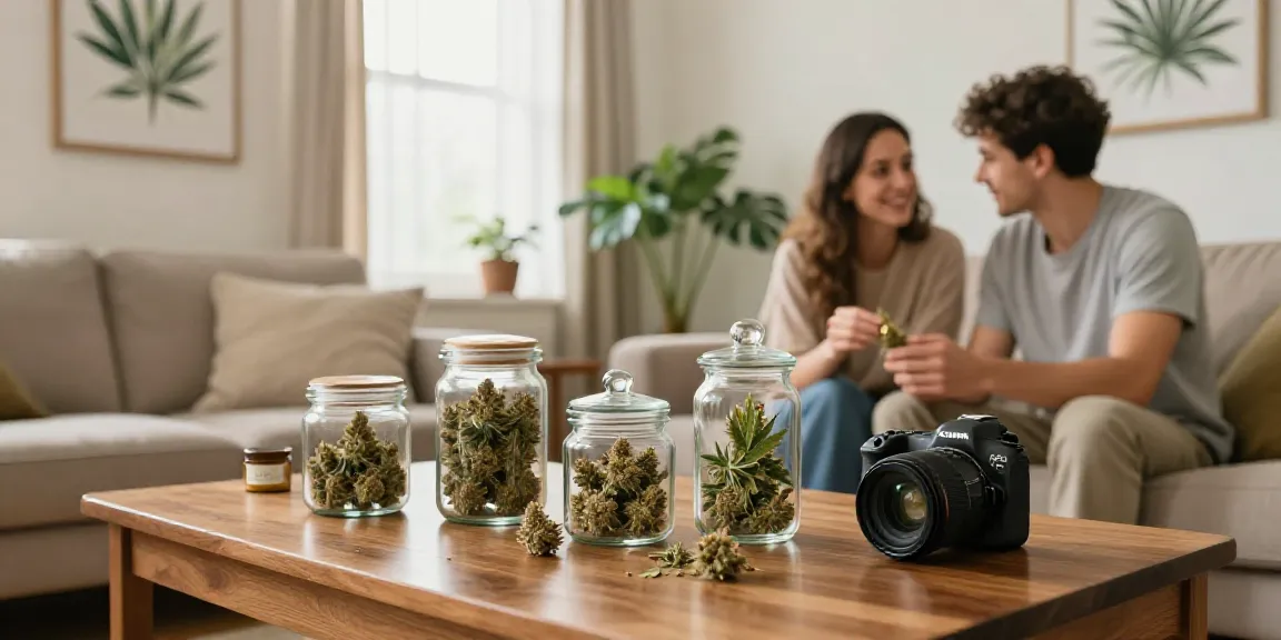 CBD Blüten kaufen experience in a cozy living room with premium flowers.