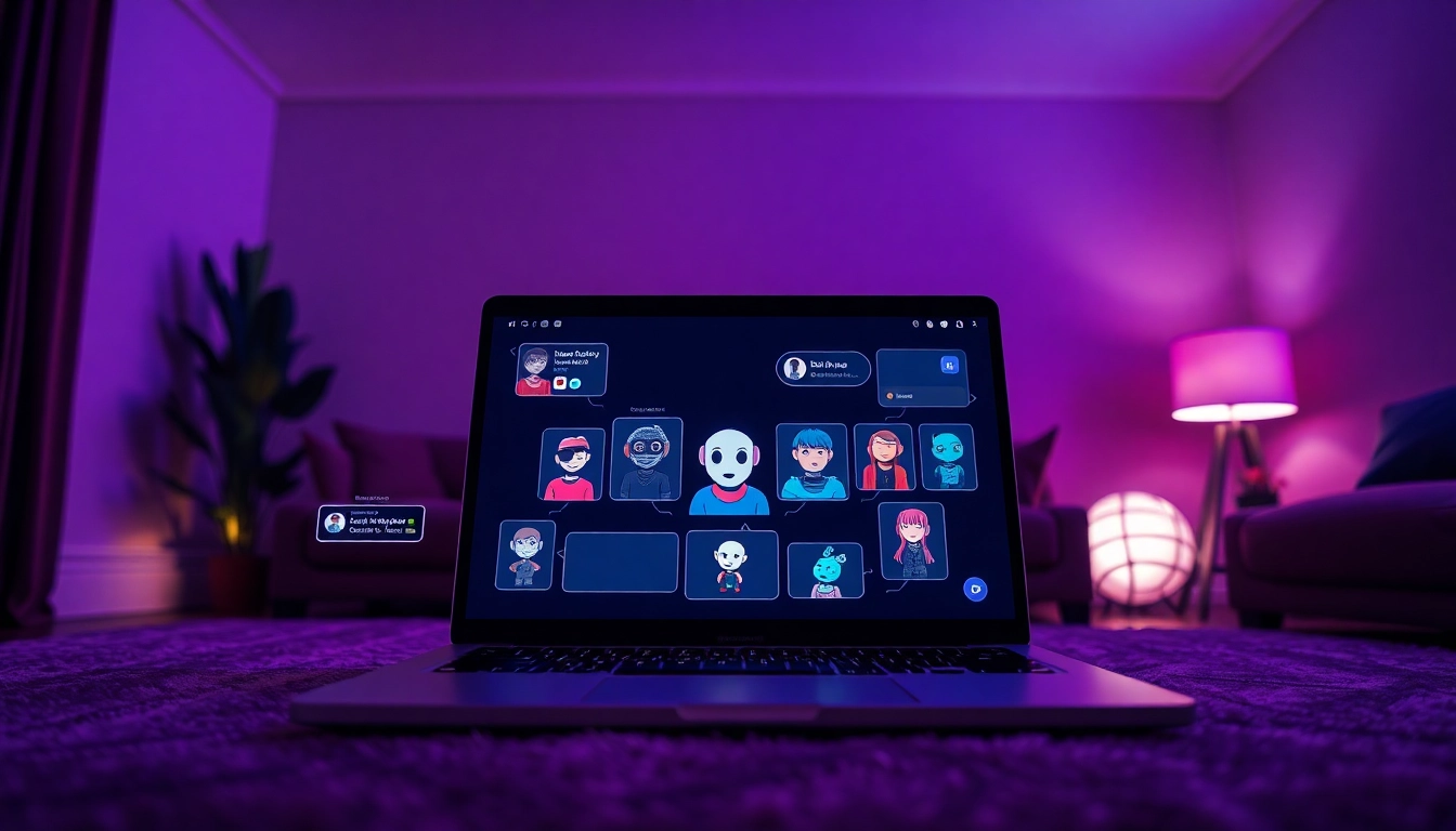 Engaging digital interface featuring various nsfw ai chatbot characters in a cozy, ambient setting.