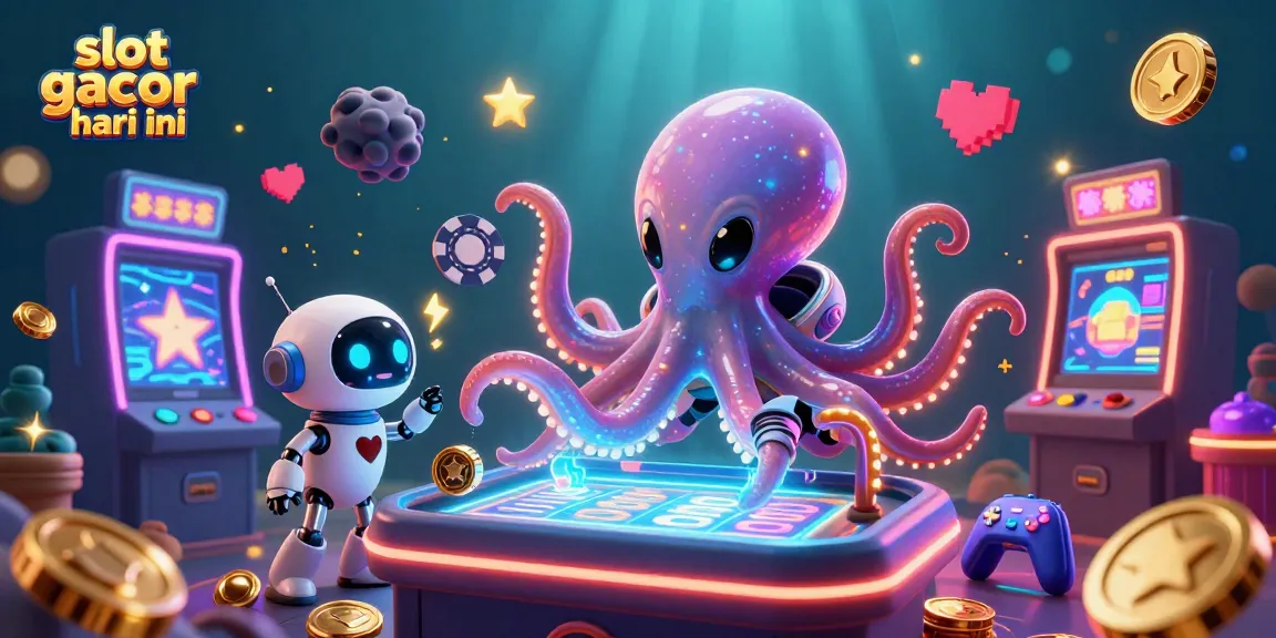 Masuk ke dunia slot gacor hari ini dengan alien ceria dan mesin slot yang bersinar.