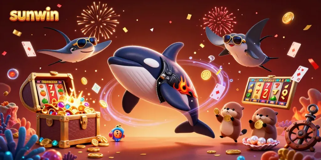 Experience the thrill of winning with sunwin in a vibrant underwater casino adventure featuring playful sea creatures.