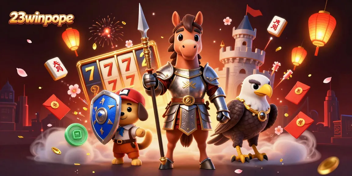 Engage with thrilling gaming at 23winpope, featuring exciting characters and vibrant casino elements.