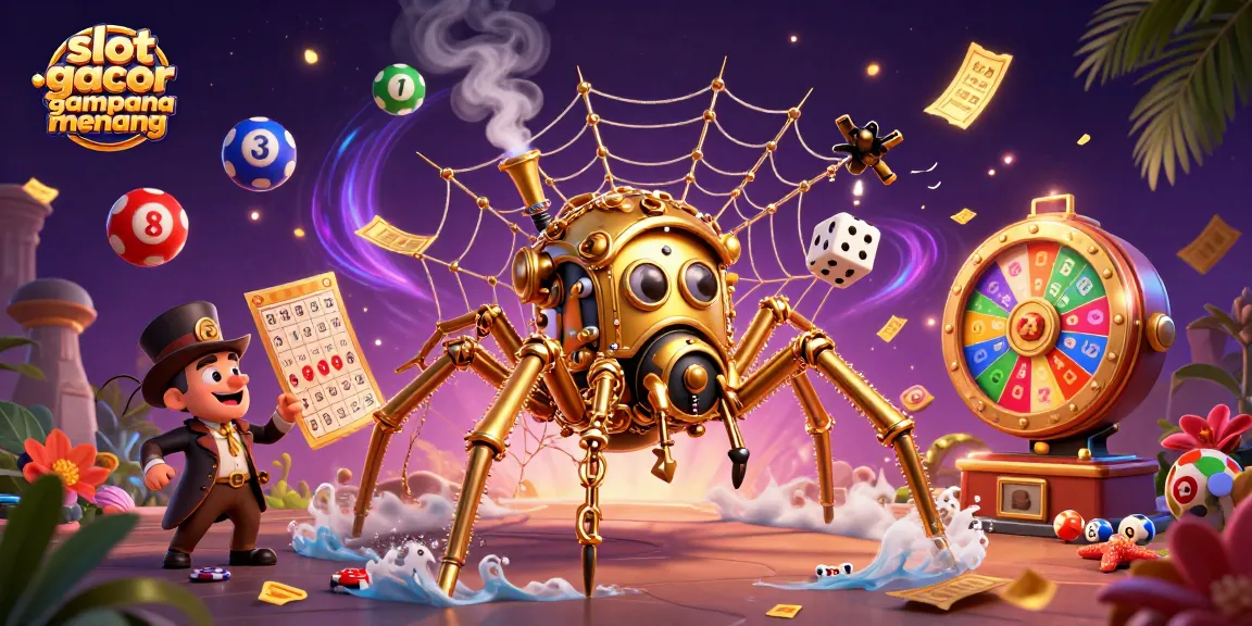 Experience the thrill of slot gacor gampang menang with a lively 3D casino illustration featuring vibrant game elements.