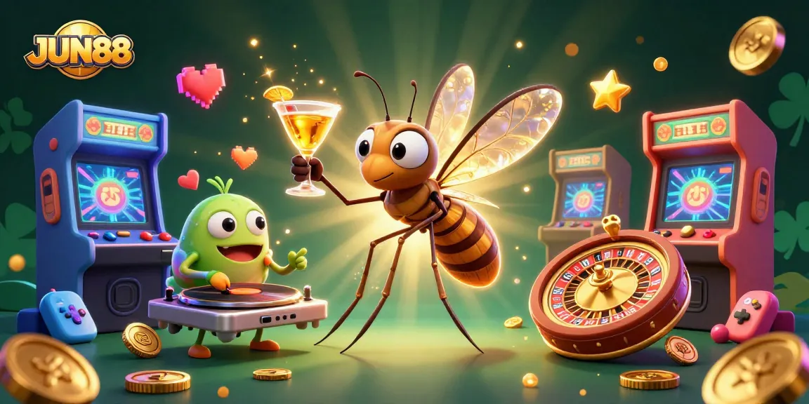 Experience JUN88 with a vibrant casino scene featuring unique characters and dynamic game elements.