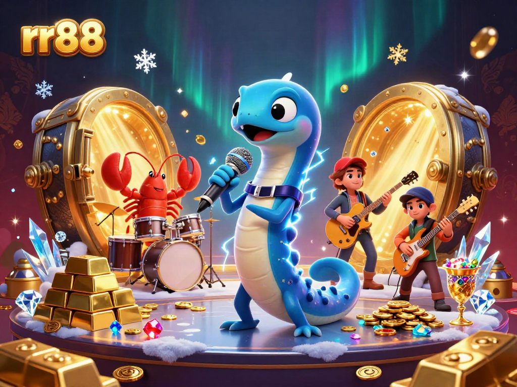 Catch the excitement of rr88 with the DJ electric eel and his band in this vibrant casino scene.