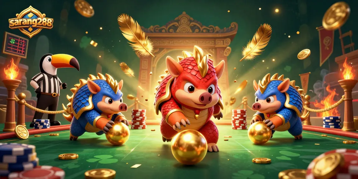 Pengalaman bermain sarang288 dengan karakter unik dan elemen kasino yang kaya di ilustrasi 3D