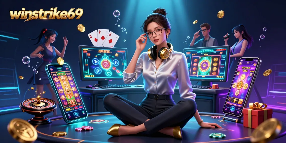 Engage with winstrike69 by exploring slot games amidst a vibrant casino atmosphere.
