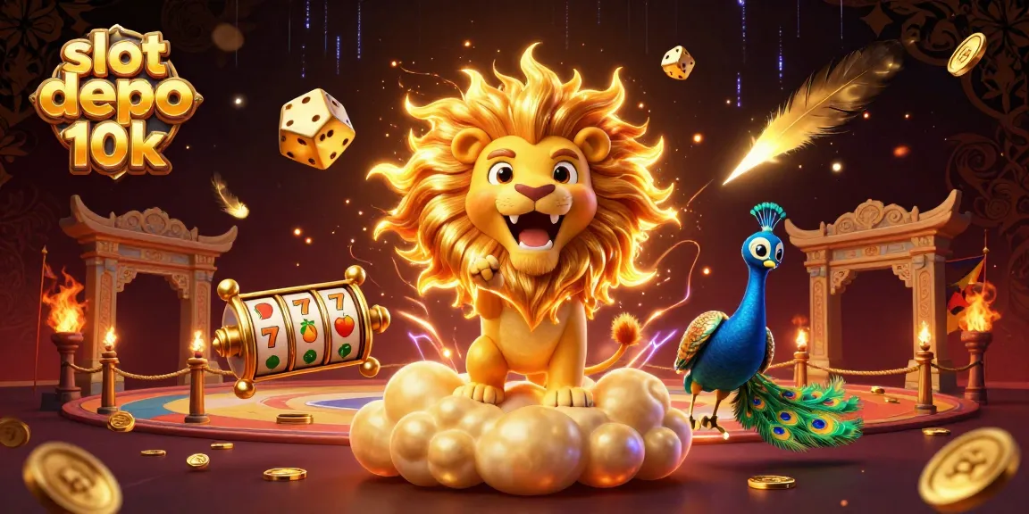 Menangkan jackpot di slot depo 10k dengan simbol beruntung dan koin emas berkilauan.