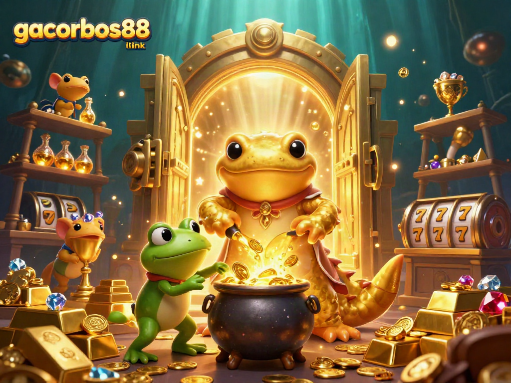 Experience the excitement with the gacorbos88 link, featuring enchanting characters amidst rich golden casino treasures.
