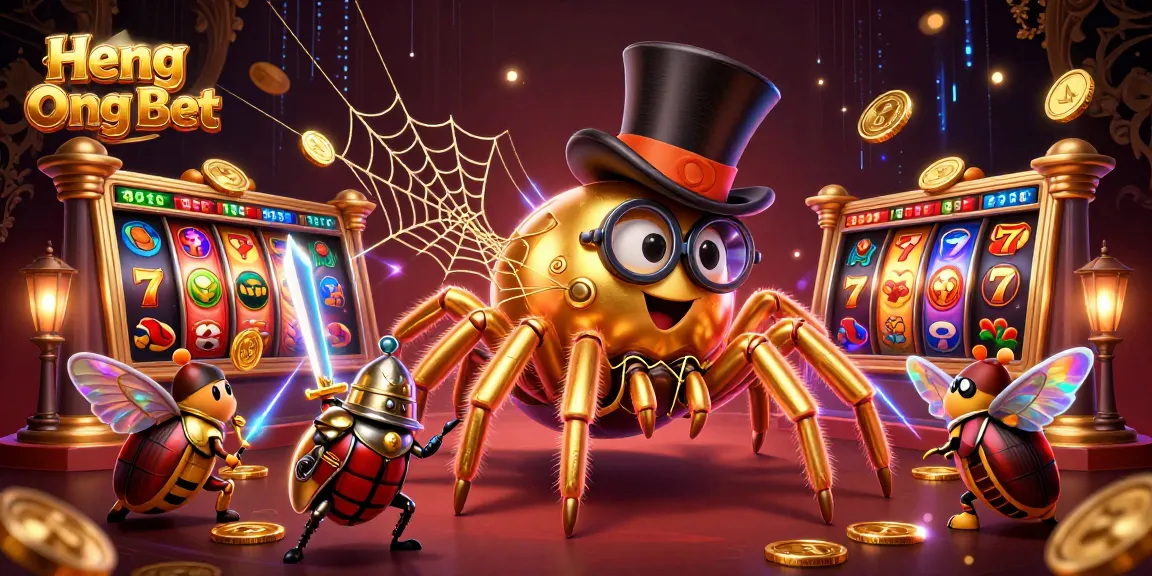 Experience the thrilling world of Heng Ong Bet with vibrant slot reels and striking characters in action.