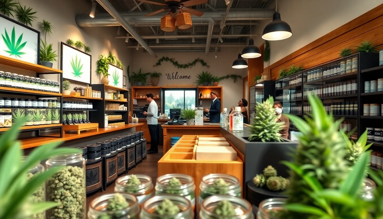 Visit this Weed Store showcasing a variety of high-quality cannabis products in a bright, inviting atmosphere.