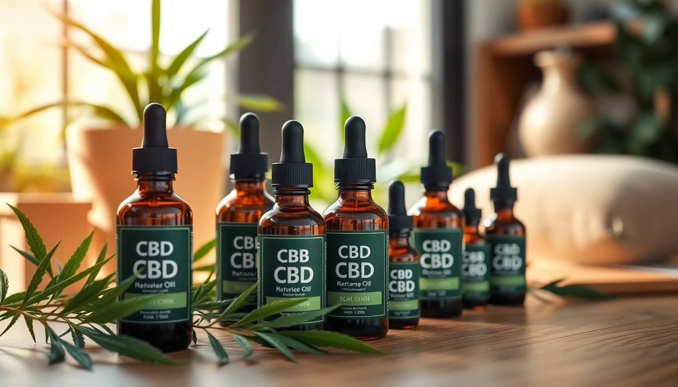 Showcasing CBD Oil bottles in a calming home environment with greenery.