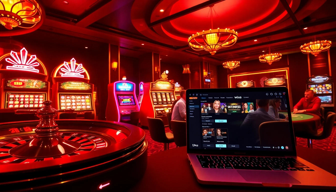 Exciting view of win55 online casino features, showcasing vibrant games and luxurious atmosphere.