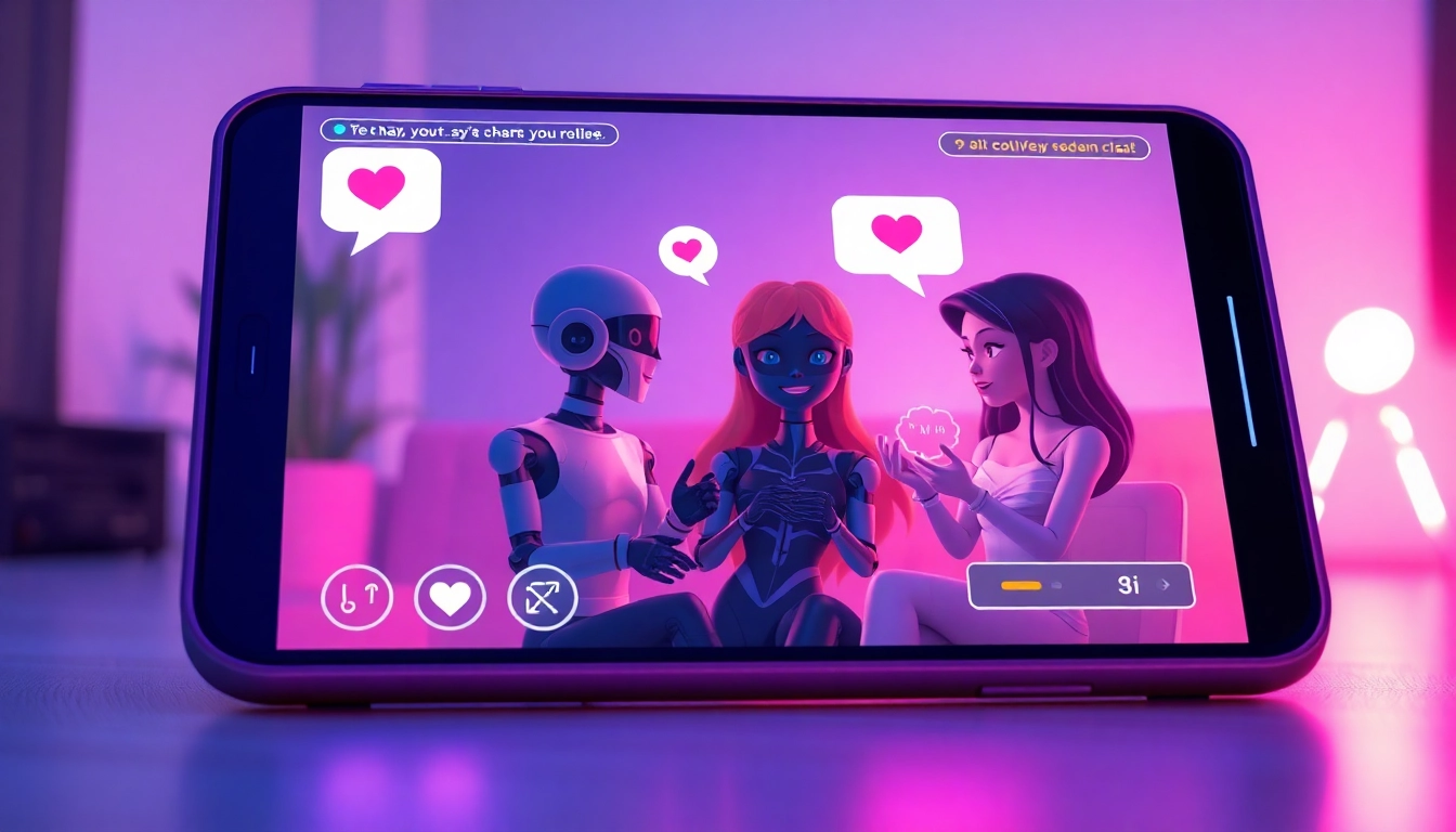 Experience engaging sex AI chat interactions with vibrant digital interfaces and playful characters.