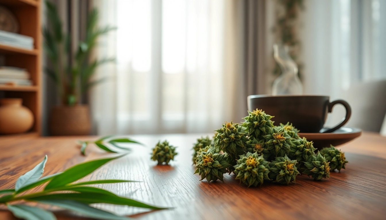 Explore the calming effects of Mental Wellness CBD buds alongside natural elements for relaxation.