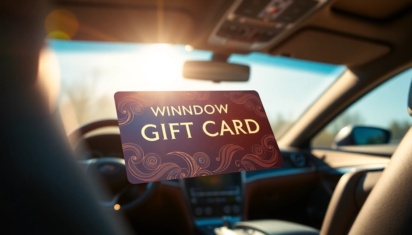 Presenting the luxurious window tint gift card among premium automotive elements.