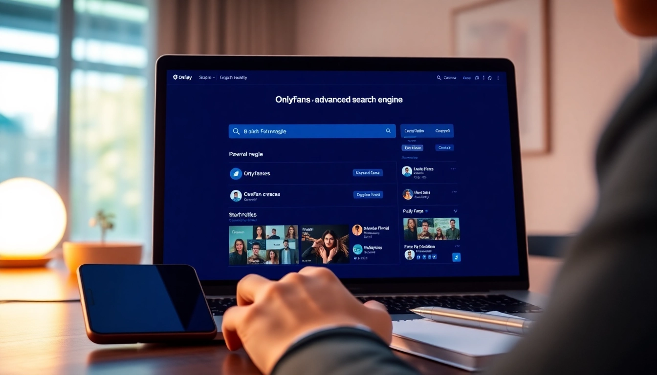 OnlyFans search by keywords interface showcasing user-friendly design and keyword options for creators.