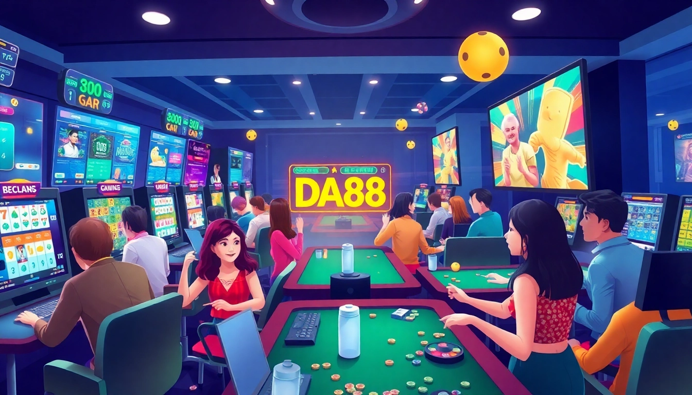 Experience the vibrant online gaming world at https://da88.media/ with players engaged in various casino games.
