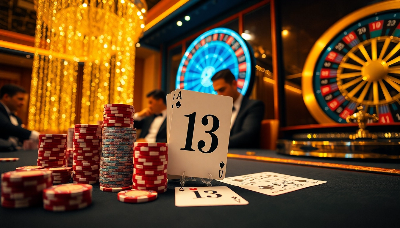 Experience the thrill of a vibrant casino scene showcasing a 13 win on high-stakes poker.