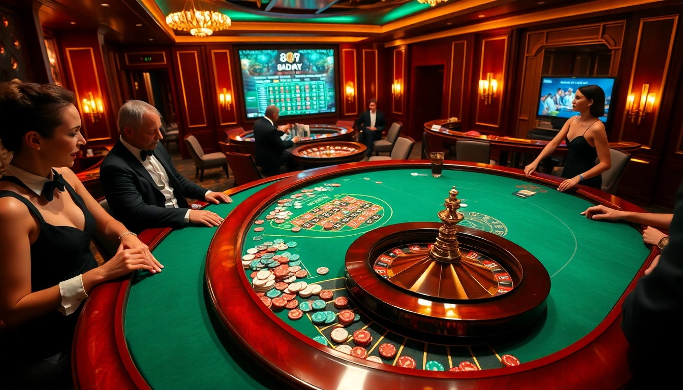 High-stakes poker action at an upscale casino, showcasing 8day excitement and luxury.