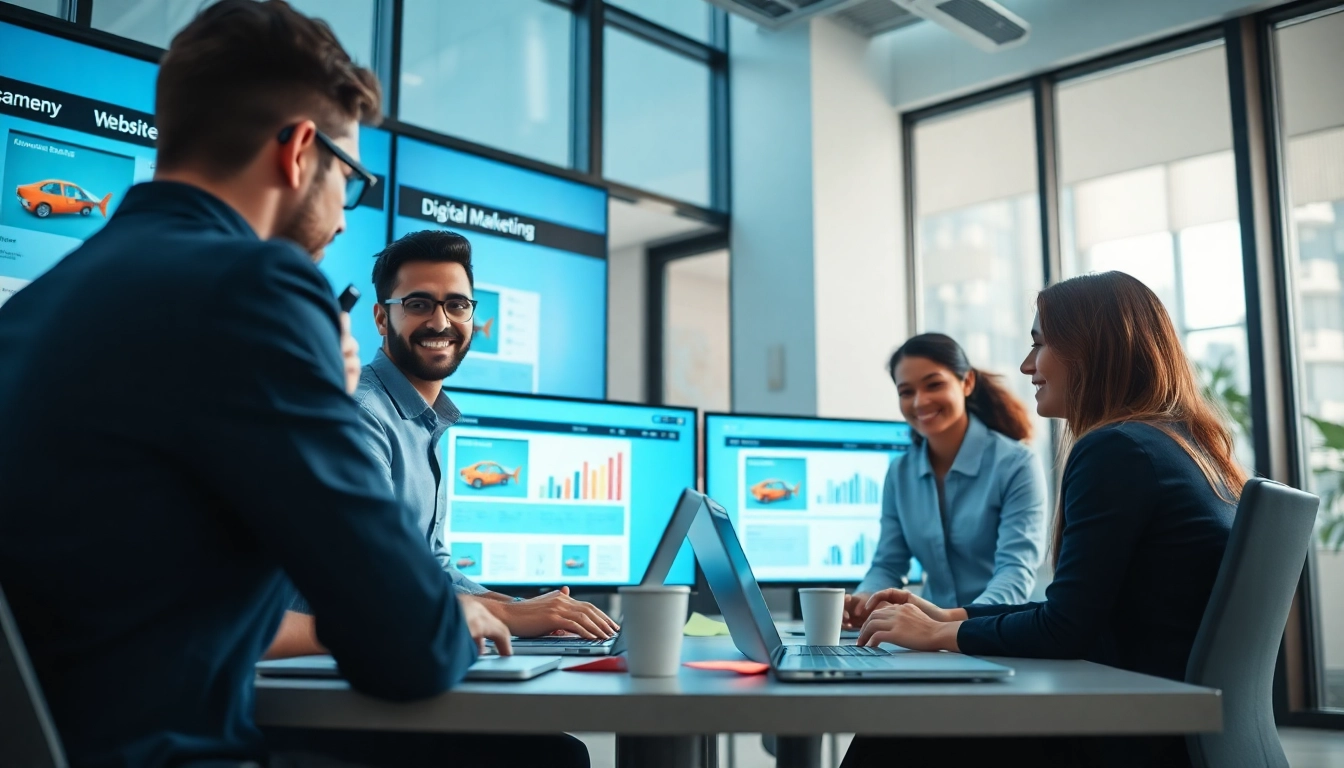 Ecommerce web development NYC collaboration in a modern office with diverse professionals.